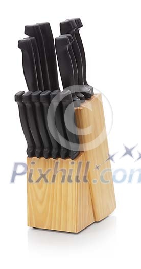 Isolated knife block with knives Isolated knife block with knives