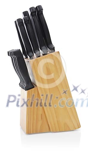 Isolated knife block with knives Isolated knife block with knives