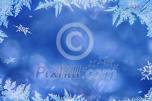 Winter frame made from ice crystals Winter frame made from ice crystals