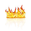 Flames isolated on white, with digitally generated reflection.