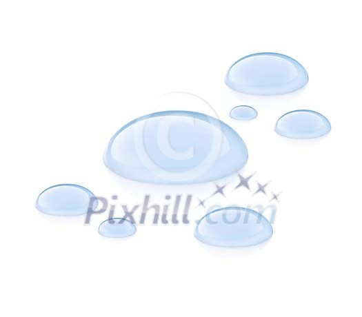 Blue water-drops isolated on white surface. Blue water-drops isolated on white surface.
