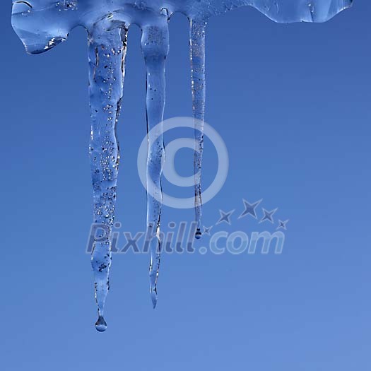 Melting Icicles with waterdrops Melting Icicles with waterdrops