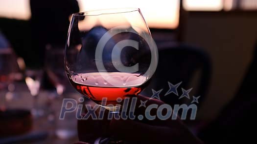 Fruit wine in sunset light