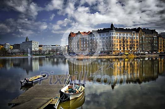 Calm river in the city