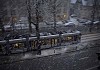 Streetcar in snowy winter