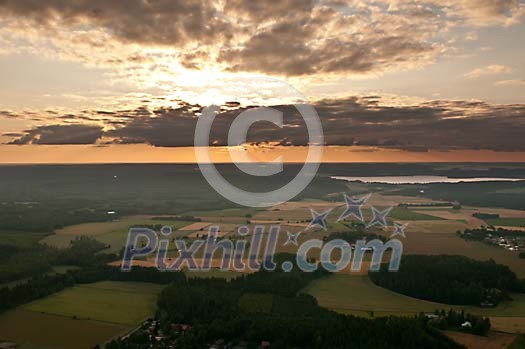 Sunset over the fields