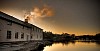 HDR image of old warehouse by the lake