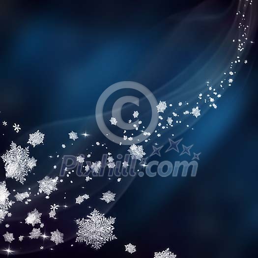 Abstract snowflake trail