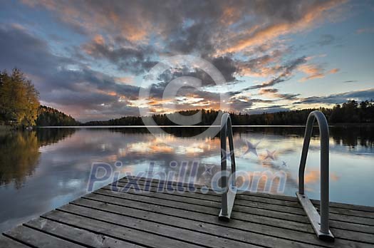 Evening on the calm lake