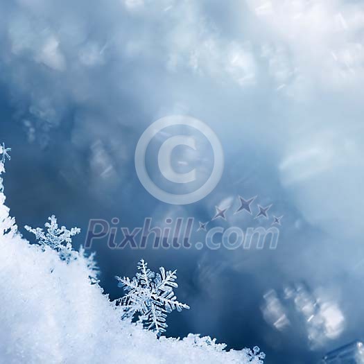 Real snowflakes background