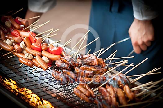 Sausages being grilled