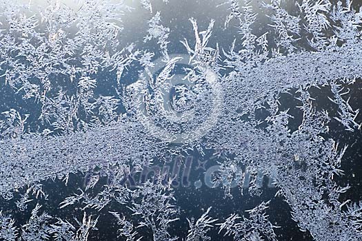 Ice crystals covering the glass