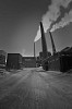 Tall chimneys at the plant