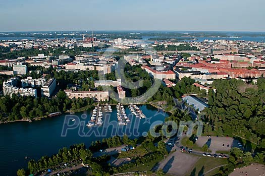 Aerial view to the city