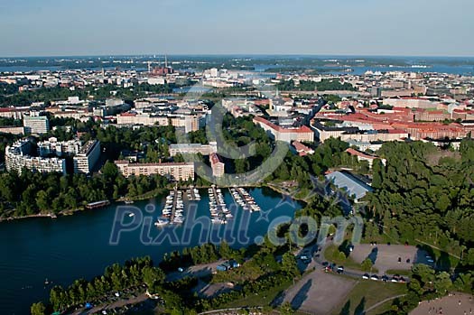 Aerial view to the city Aerial view to the city