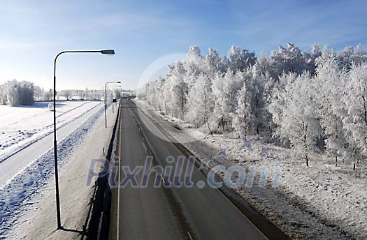 Empty highway in the winter