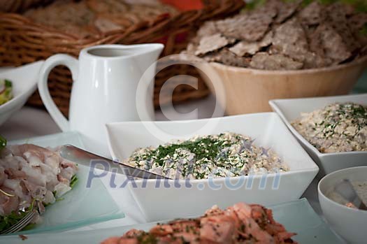 Food setting on the table Food setting on the table
