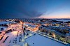 View to the city in the evening