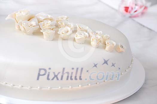 A white wedding cake A white wedding cake