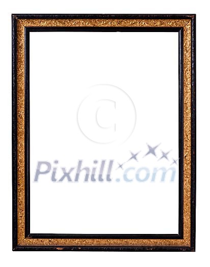 Isolated black and gold picture frame