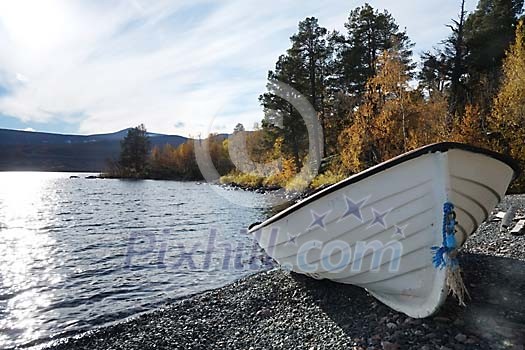 Boat on the pebble beach