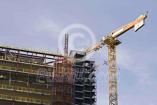 Building a house with a crane