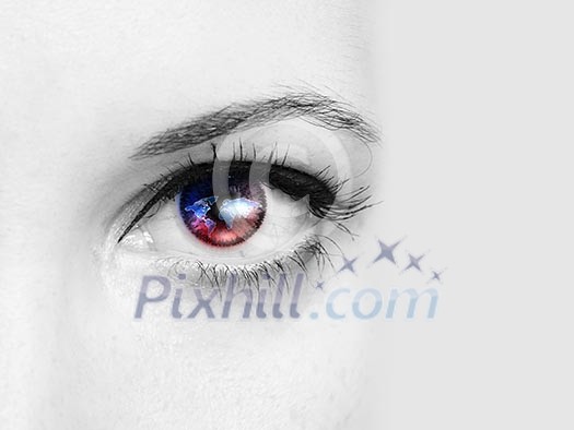 Picture of a female human eye in colour Picture of a female human eye in colour
