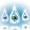 Large drops of green tree inside. Symbol of environmental protection