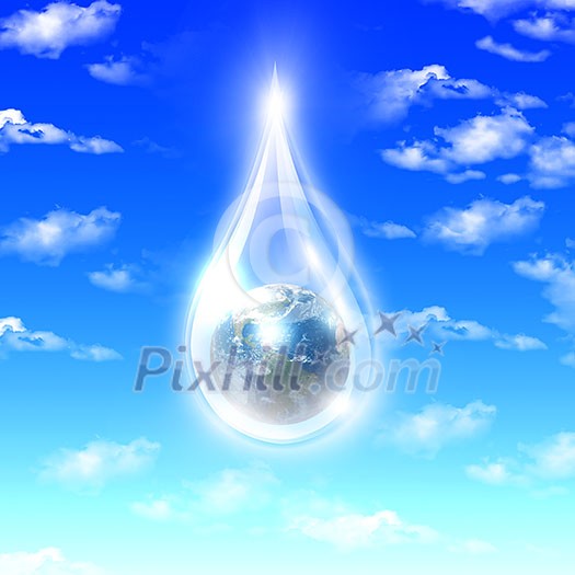 Large drops of the planet inside. Symbol of environmental protection Large drops of the planet inside. Symbol of environmental protection