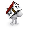 3D man carrying house on his back