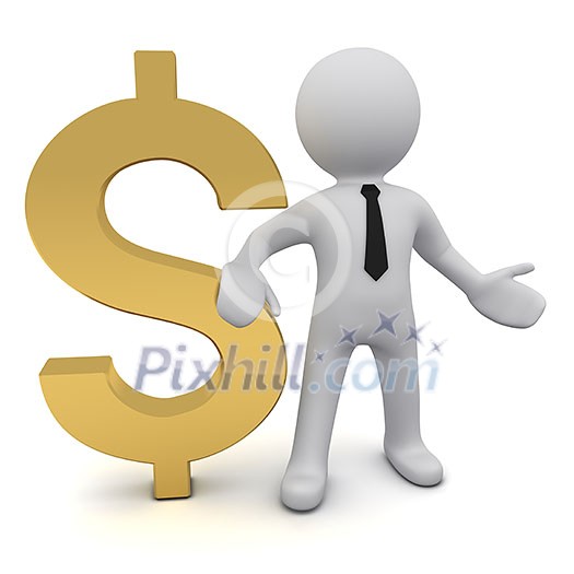 Three-dimensional man and the dollar sign Three-dimensional man and the dollar sign