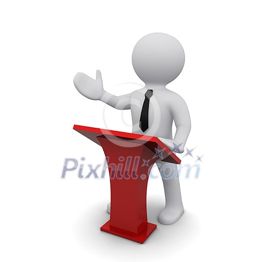 Three-dimensional man in a black tie giving a speech Three-dimensional man in a black tie giving a speech