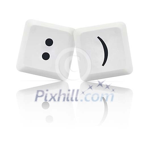 Computer Keys with social media smile symbol Computer Keys with social media smile symbol