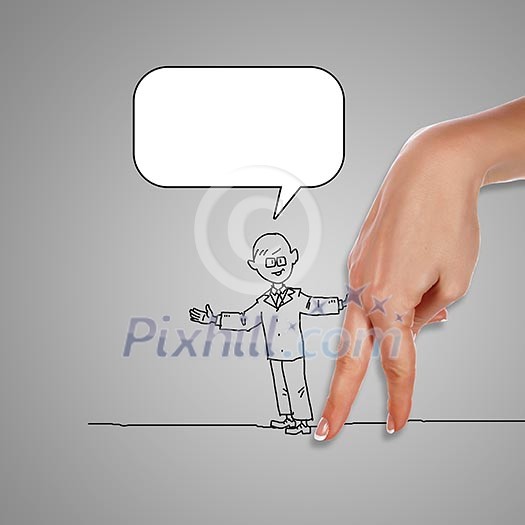 Drawing of a standing man in thoughts Drawing of a standing man in thoughts