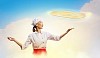 Asian female cook making pizza standing against color background