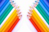 Colored pencils on a white background.