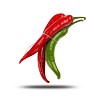 Bright red and bright green chilli pepper rolled into a bun on a white background.