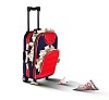 Picture of red travel suitcase full of banknotes
