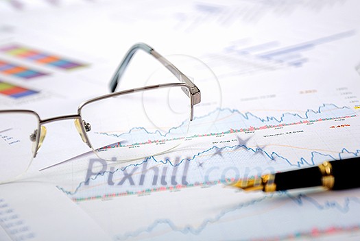 Charts, diagrams, tables. Workplace for the business person. Charts, diagrams, tables. Workplace for the business person.