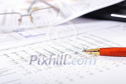 Charts, diagrams, tables. Workplace for the business person. Charts, diagrams, tables. Workplace for the business person.