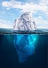 Antarctic iceberg in the ocean. Beautiful polar sea background.