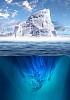 Antarctic iceberg in the ocean. Beautiful polar sea background.