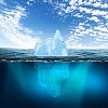 Antarctic iceberg in the ocean. Beautiful polar sea background.