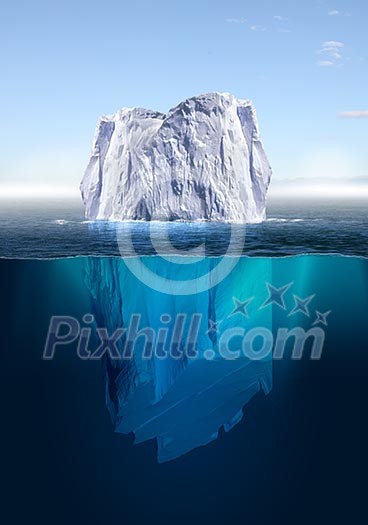 Antarctic iceberg in the ocean. Beautiful polar sea background.