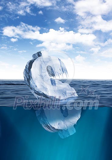 Antarctic iceberg in the ocean. Beautiful polar sea background.