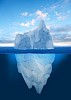 Antarctic iceberg in the ocean. Beautiful polar sea background.