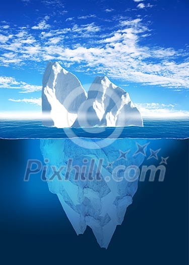 Antarctic iceberg in the ocean. Beautiful polar sea background.