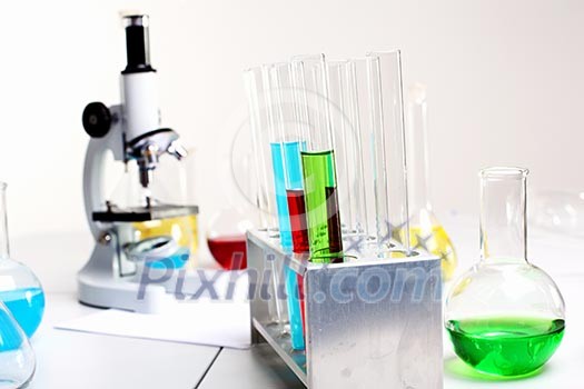 Image of chemistry laboratory equipment and glass tubes