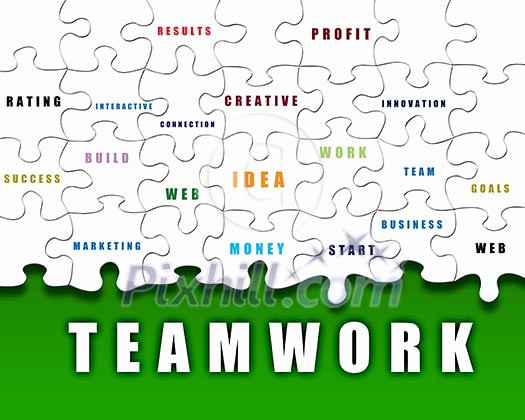 Puzzle pieces with business terms written on them Puzzle pieces with business terms written on them