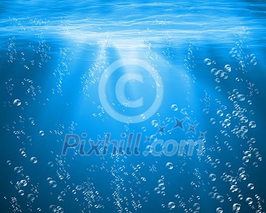 Illustration of blue sea underwater with air bubbles Illustration of blue sea underwater with air bubbles